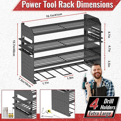 Power Tool Organizer Wall Mount, Metal Power Tool Storage Rack - Image 2
