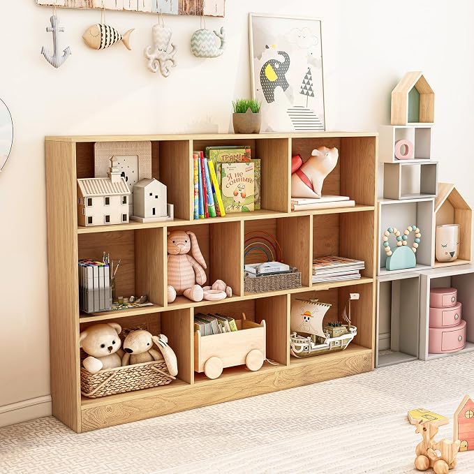 Giantex 10 Cube Bookcase, 4-Tier Freestanding Bookshelf w/ 10 Open Compartments - Image 7