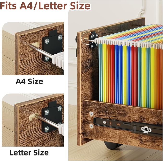 GYIIYUO 2 Wood Drawer Lockable File Cabinet - Image 7