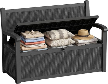 80 Gallon Storage Bench Deck Box Resin Patio Furniture by GYMHILL