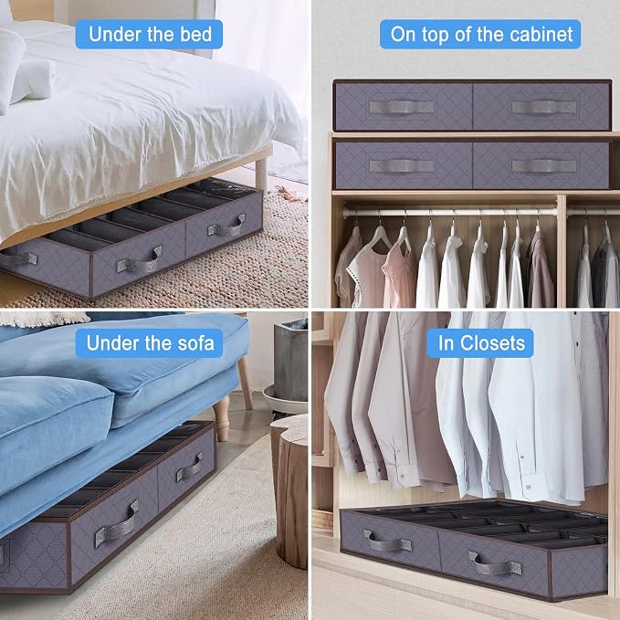 Under Bed Shoe Storage Organizer, Sturdy Structure, Adjustable Dividers - Image 7