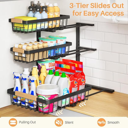 PXRACK Under Sink Organizer, Slide out Storage Drawer Rack - Image 6