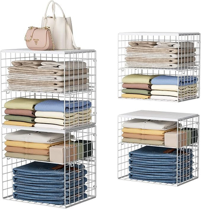 Huxitocan 4-Tier Stackable Closet Organizers and Storage Shelves, Closet by Huxitocan