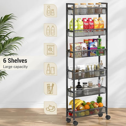 6 Tier Slim Storage Cart, Narrow Cart - Image 5