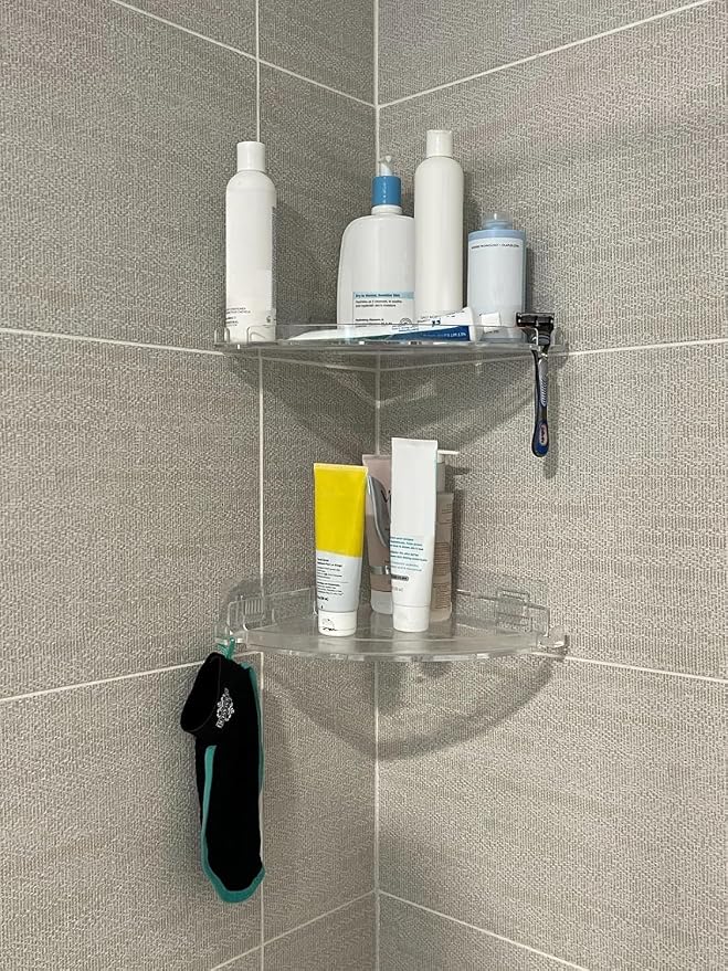 JiePai Acrylic Corner Shower Caddy Shelf - Image 4