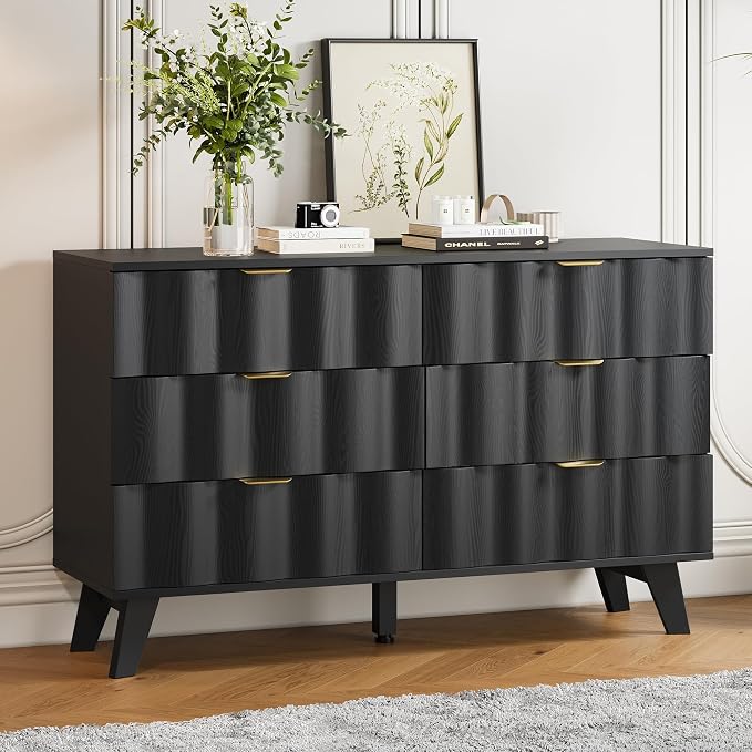 6 Drawer Dresser, Modern Fluted Storage Dresser - Image 3