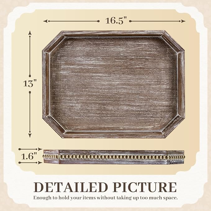 Wooden Decorative Tray, Rustic Serving Tray - Image 2