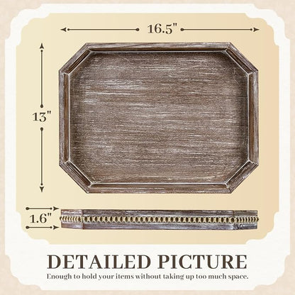 Wooden Decorative Tray, Rustic Serving Tray - Image 2