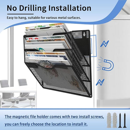 3-Tier Magnetic File Holder, No Drilling Installation File Cabinet Organizer - Image 5