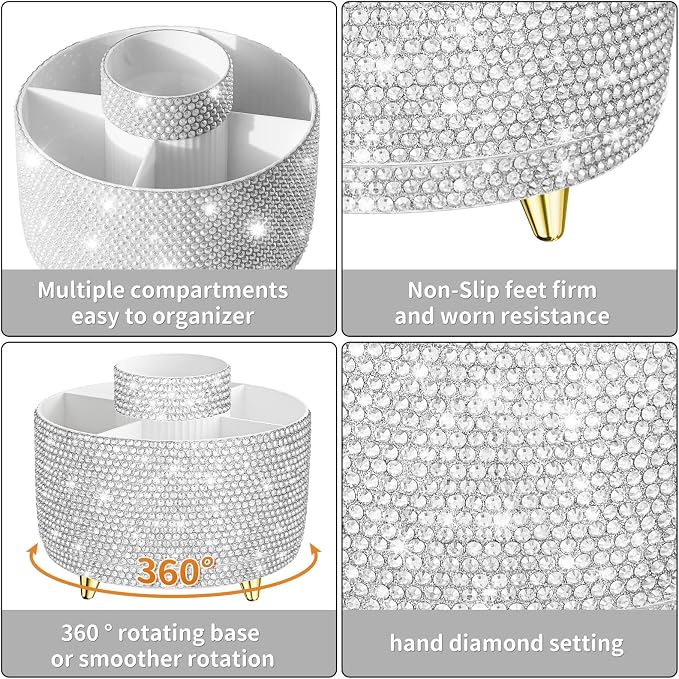Bling 360° Rotate Makeup Brush Holder Organizer, Makeup Organizers Countertop - Image 3