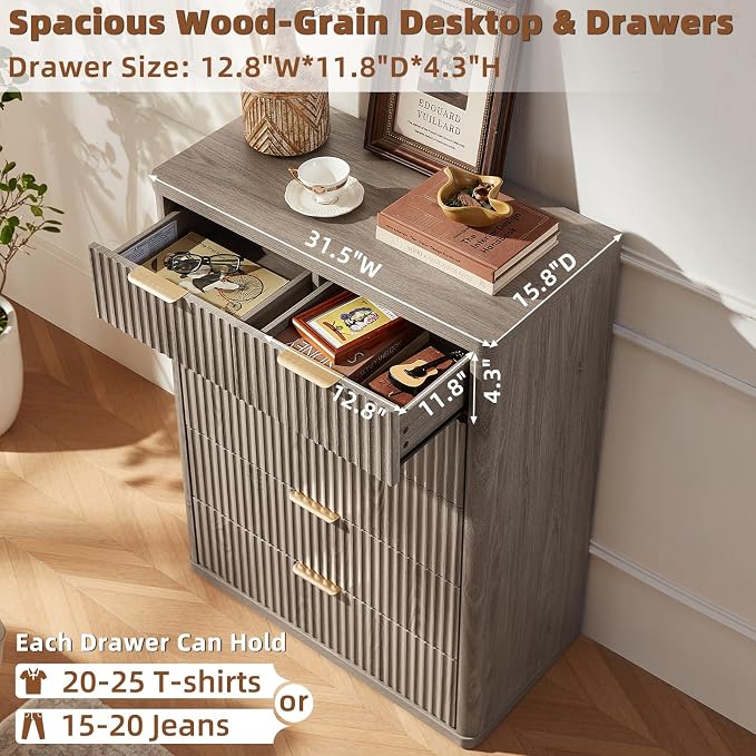 LEYAOYAO Fluted 6 Drawers Dresser - Image 6