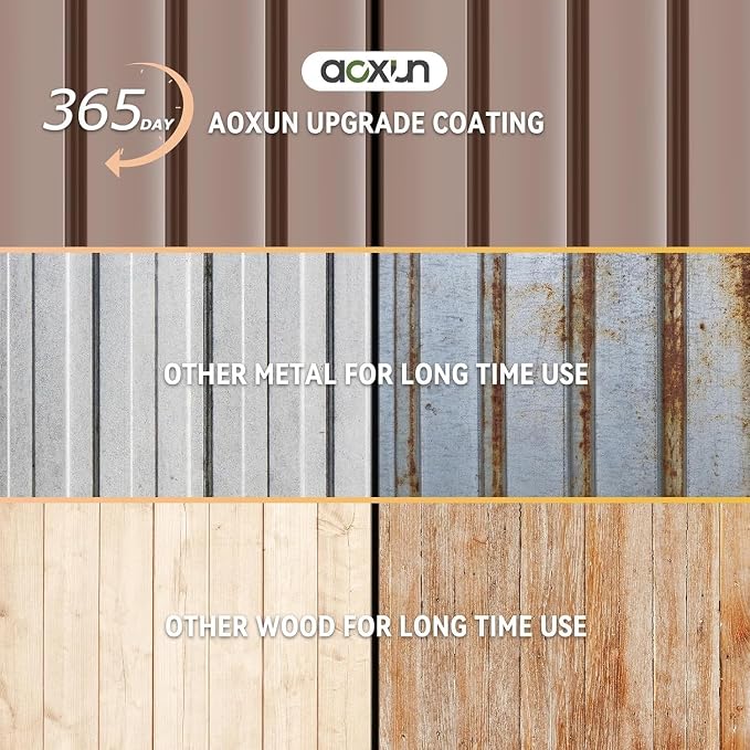 Aoxun 10x8 FT Shed with Floor Heavy-Duty Galvanized Steel Outdoor Storage Shed - Image 9