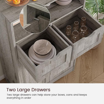 Iwell Storage Cabinet with 2 Drawers & 2 Adjustable Shelves, Kitchen Cabinet - Image 6