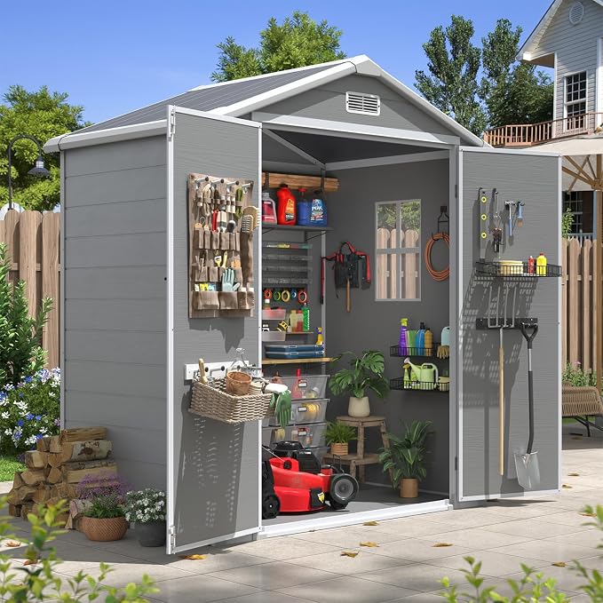 Aoxun 6x4 FT Outdoor Storage Shed, Plastic Garden Resin Shed by Aoxun