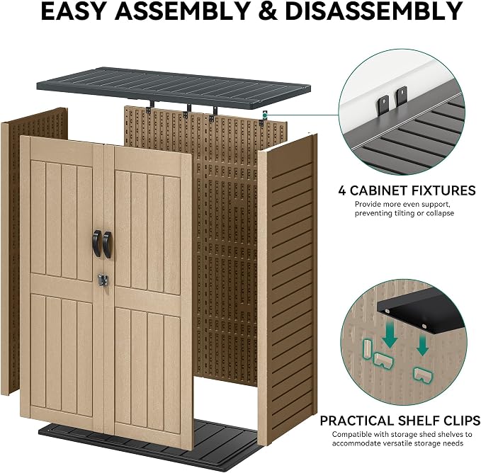 YITAHOME 59 Cuft Outdoor Tall Storage Shed, Waterproof Vertical Resin Shed - Image 6