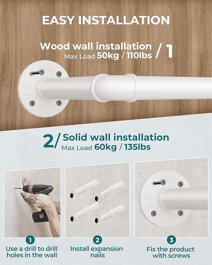 OROPY Industrial Pipe Clothes Rack Wall Mounted Set of 2, 38.4 inches Heavy - Image 5