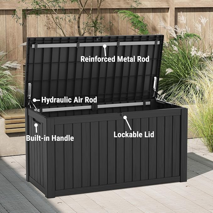 Mars Villa 150 Gallon Outdoor Storage Box, Large Resin Deck Box Waterproof - Image 7