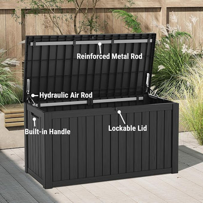 Mars Villa 150 Gallon Outdoor Storage Box, Large Resin Deck Box Waterproof - Image 7