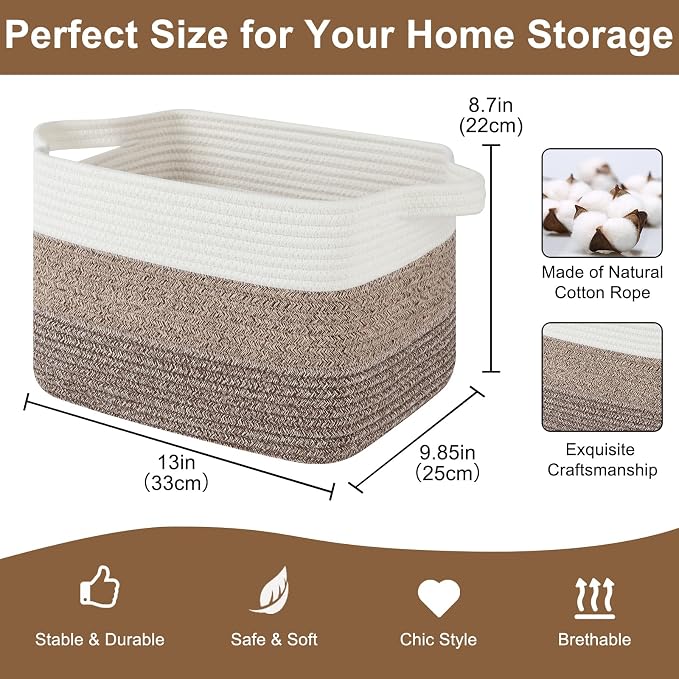 Storage Basket for Organizing, Woven Baskets for Storage, Rectangle Decorative - Image 2