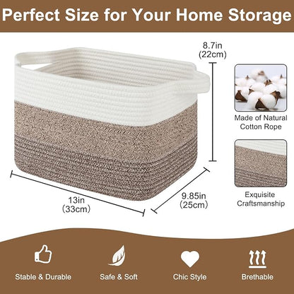 Storage Basket for Organizing, Woven Baskets for Storage, Rectangle Decorative - Image 2