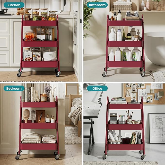NEWBULIG 3-Tier Metal Rolling Cart - Image 8