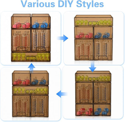 Baby Bottle Organizer, 5 Pack Tea Brown Acrylic Stackable Storage Drawers - Image 8