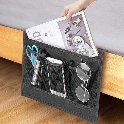 Bedside Storage Organizer with 4 Pockets, Bedside Caddy, Remote Control Holder - Image 4