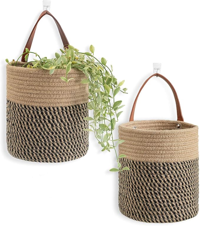 Goodpick 2 Pack Jute Rope Wall Hanging Storage Baskets by Goodpick