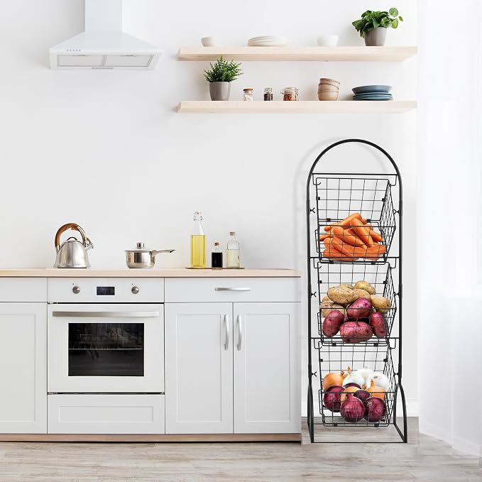 Sorbus 3-Tier Wire Market Basket Storage - Image 2