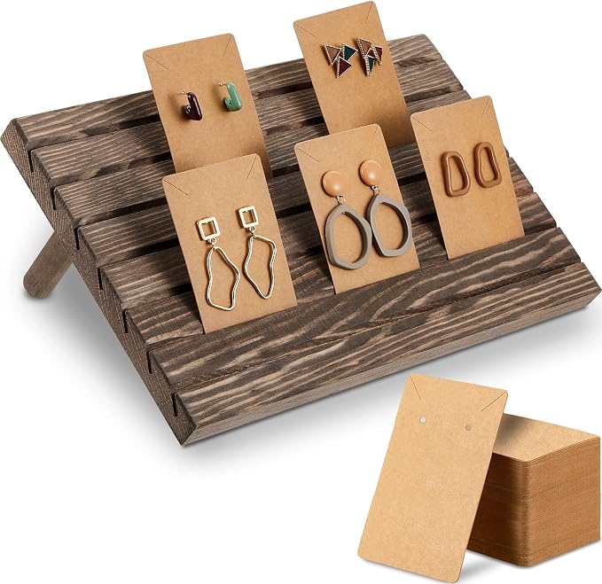 Blulu 31 Pack Wooden Earring Display Stand 7 Slots jewelry Display Holder by Blulu