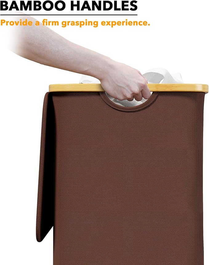 SpaceAid Laundry Hamper with Lid, 110L Large Tall Clothes Basket Bin with - Image 6