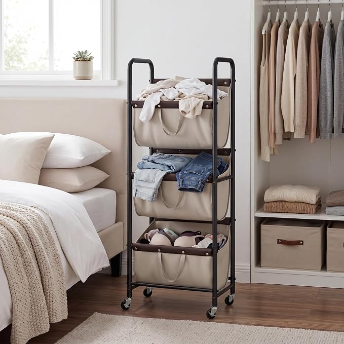 GRANNY SAYS 3 Section Tiered Laundry Sorter, Slim Vertical Laundry Hamper - Image 8