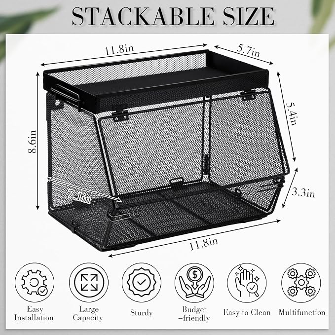 Teenyyou 2 Pcs Stackable Mesh Fruit Basket - Image 3
