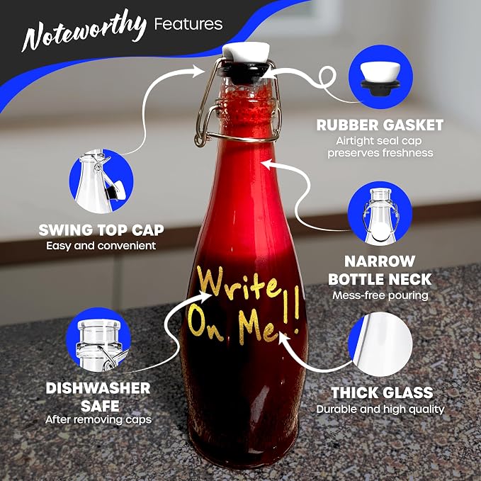Nevlers 17 Oz Teardrop Flip Top Glass Bottle 12 Pack | Swing Top Glass Bottles - Image 2