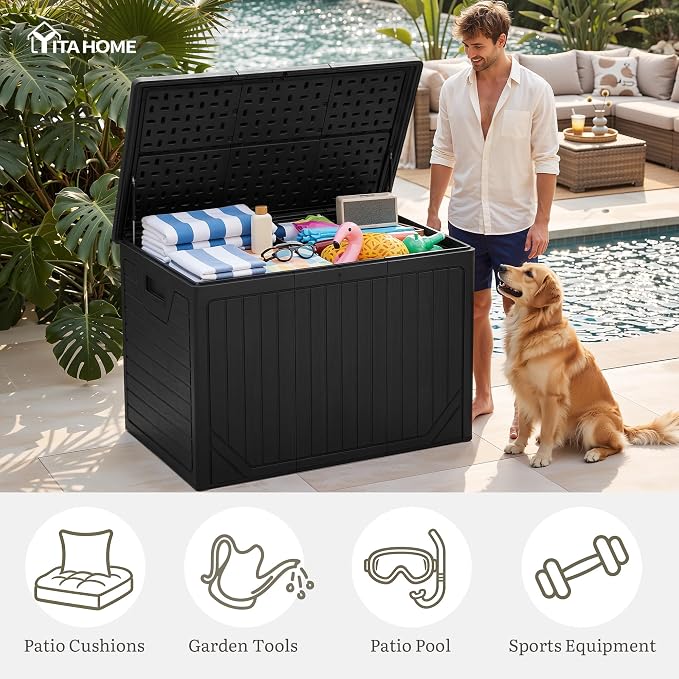 YITAHOME XXL 230 Gallon Extra Large Outdoor Deck Box, Lockable Resin - Image 6