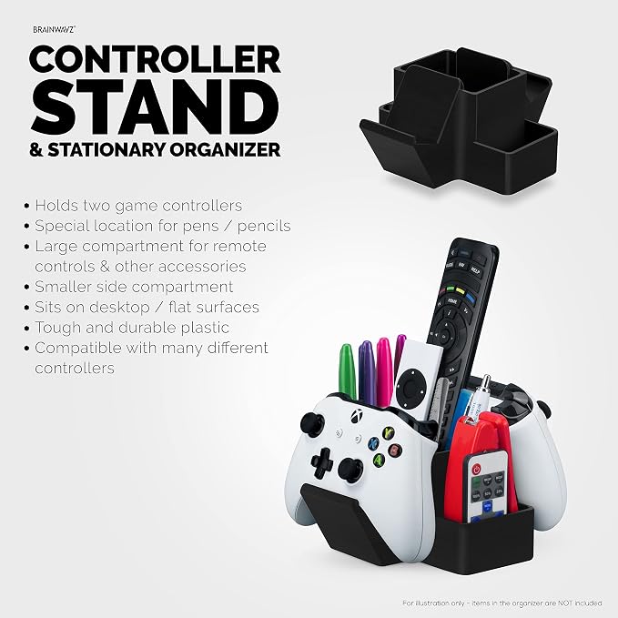 BRAINWAVZ Dual Game Controller, TV Remote Control & Stationary Storage Desktop - Image 3