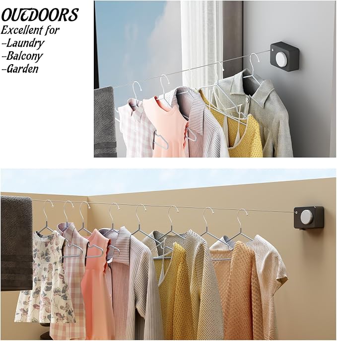 Retractable Clothesline Indoor, Non-Sagging Clothes Line Retracting Outdoors - Image 7