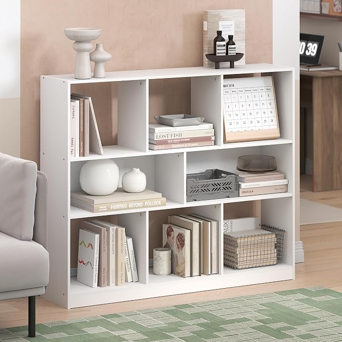 Furinno DALY Book Shelf, 8-Cube Bookshelf, Horizontal Cube Storage Organizer - Image 2