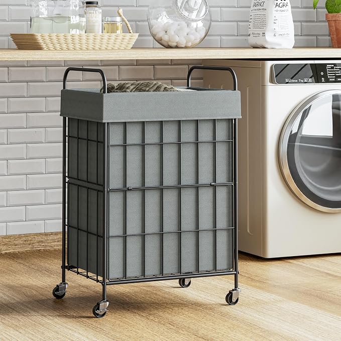 Laundry Hamper with Wheels, 90L Laundry Basket with Handle, Laundry Sorter with - Image 2