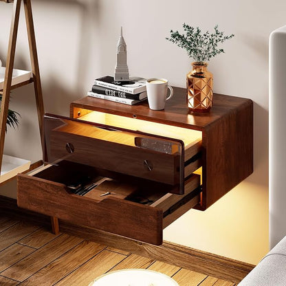 HedoAjim Nightstand Set of 2, Bedside Table Side End Table, Solid Wood Floating - Image 6
