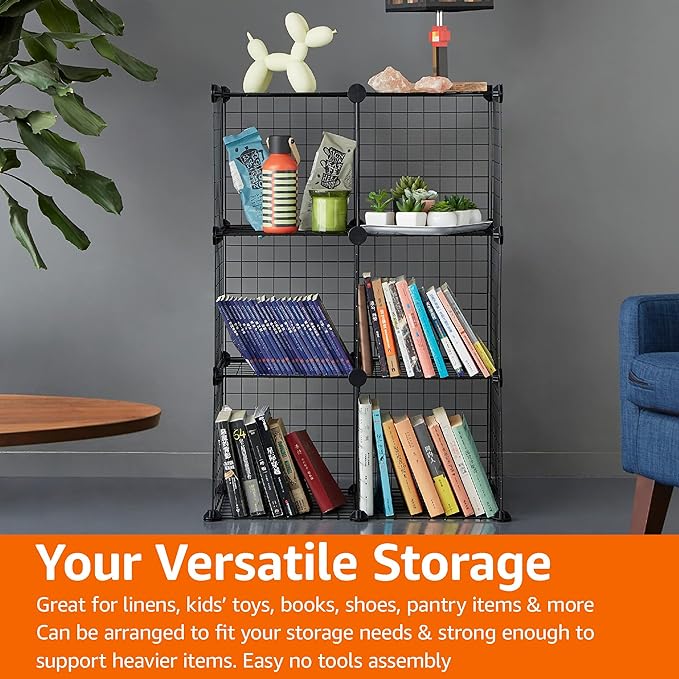 Amazon Basics Cube Wire Grid Stackable Storage Shelves, 12.6"D x 26"W x 38"H - Image 6