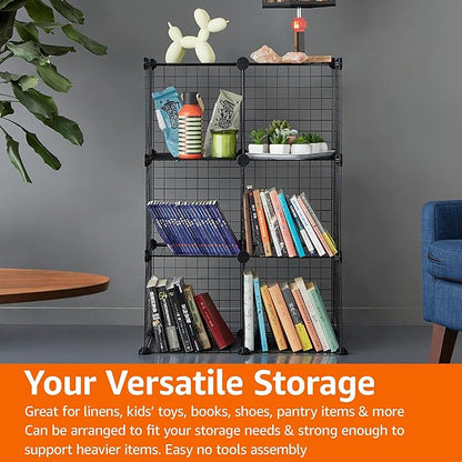 Amazon Basics Cube Wire Grid Stackable Storage Shelves, 12.6"D x 26"W x 38"H - Image 6