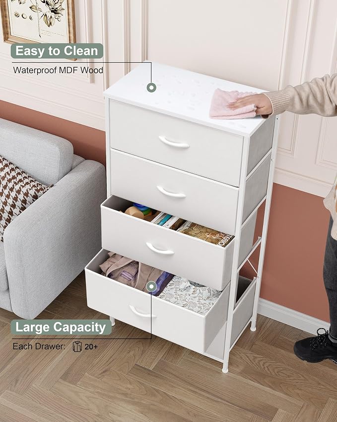 Tall Dresser, Wide Vertical Fabric Storage Organizer, 5 Drawers | Sturdy Steel - Image 8