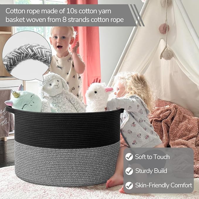 INDRESSME XXXLarge Cotton Rope Basket Woven Baby Laundry Baskets Blanket - Image 2