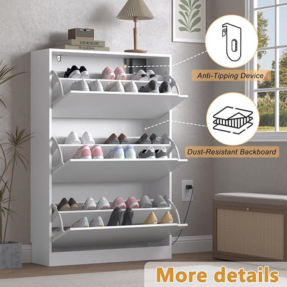 BORNOON Shoe Cabinet with Odor Control and Back Panels, Deodorizing Slim 3-Flip - Image 6