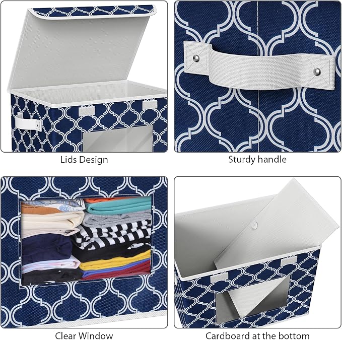 Univivi Fabric Foldable Storage Boxes Large Collapsible Stackable Storage Bins - Image 4