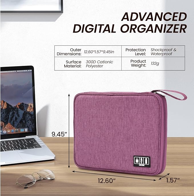 Large Slim Cable Organizer Travel Case, Single-Layer Electronic Accessories - Image 2