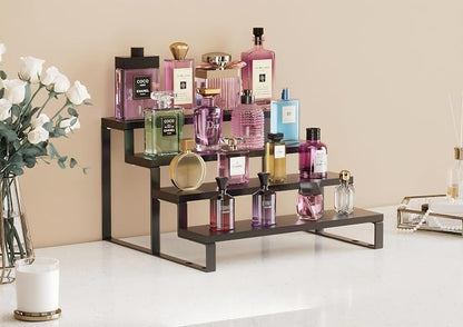Wood Cologne Organizer for Men, 12 Inch 4 Tier Cologne Stand Waterproof Perfume - Image 3