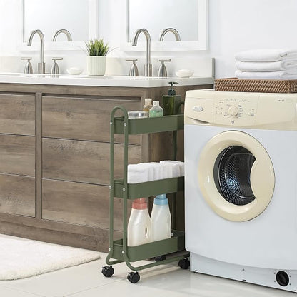 SunnyPoint Slim Rolling Storage Cart, 3 Tier Bathroom Storage Organizer Bathroom - Image 3