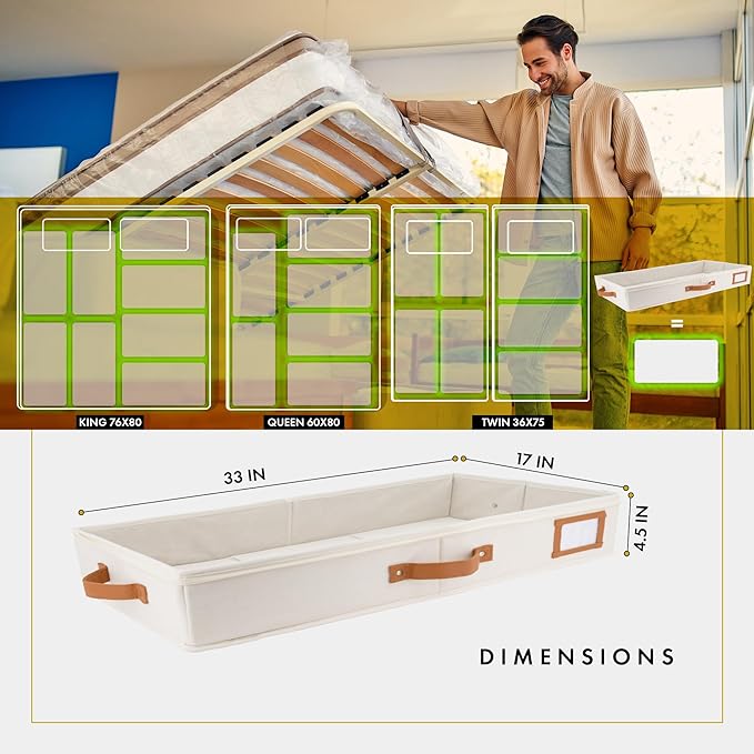 HOMELUX THEORY 2pc Low Profile Under Bed Storage Containers, Thin Under Couch - Image 2
